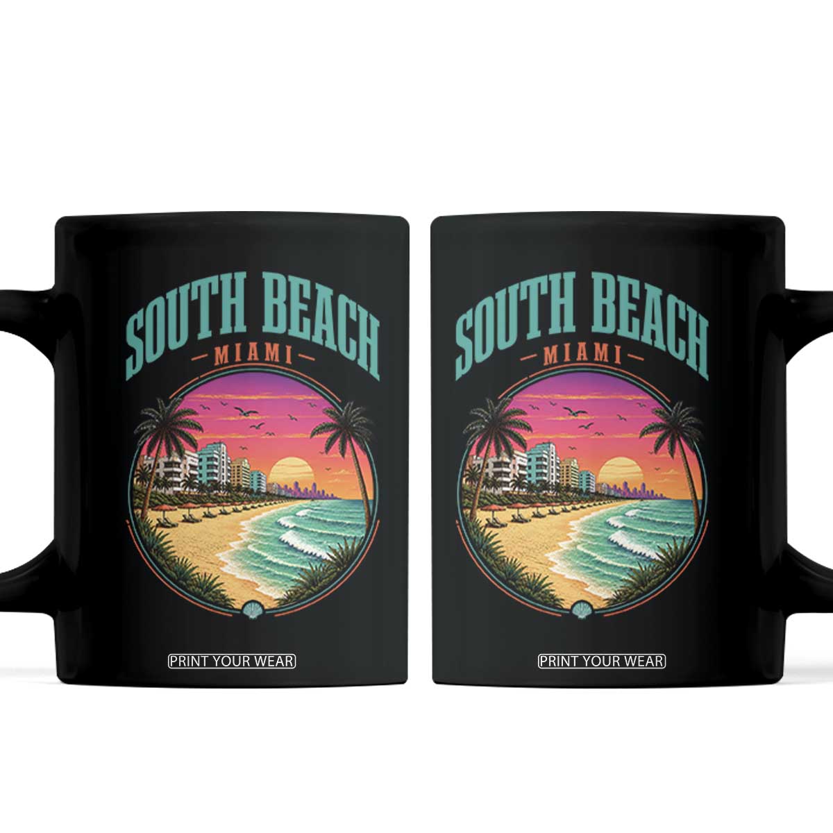 South Beach Miami Coffee Mug Retro Florida USA Souvenir Gift TS14 Black Print Your Wear