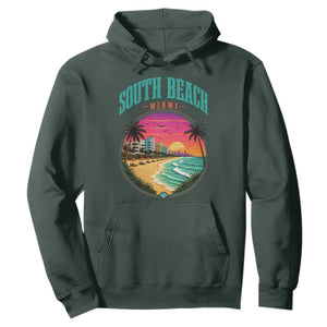 South Beach Miami Hoodie Retro Florida USA Souvenir Gift TS14 Dark Forest Green Print Your Wear