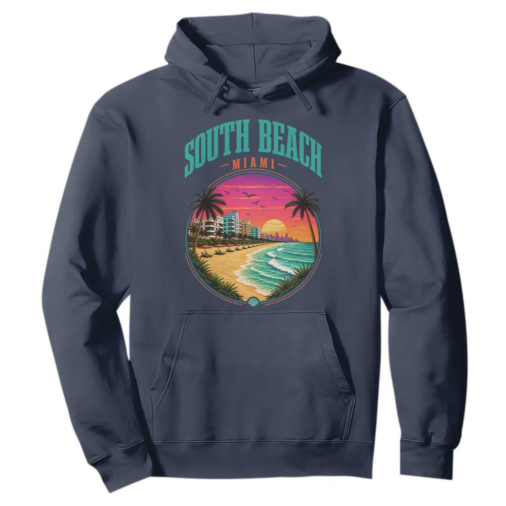 South Beach Miami Hoodie Retro Florida USA Souvenir Gift TS14 Navy Print Your Wear