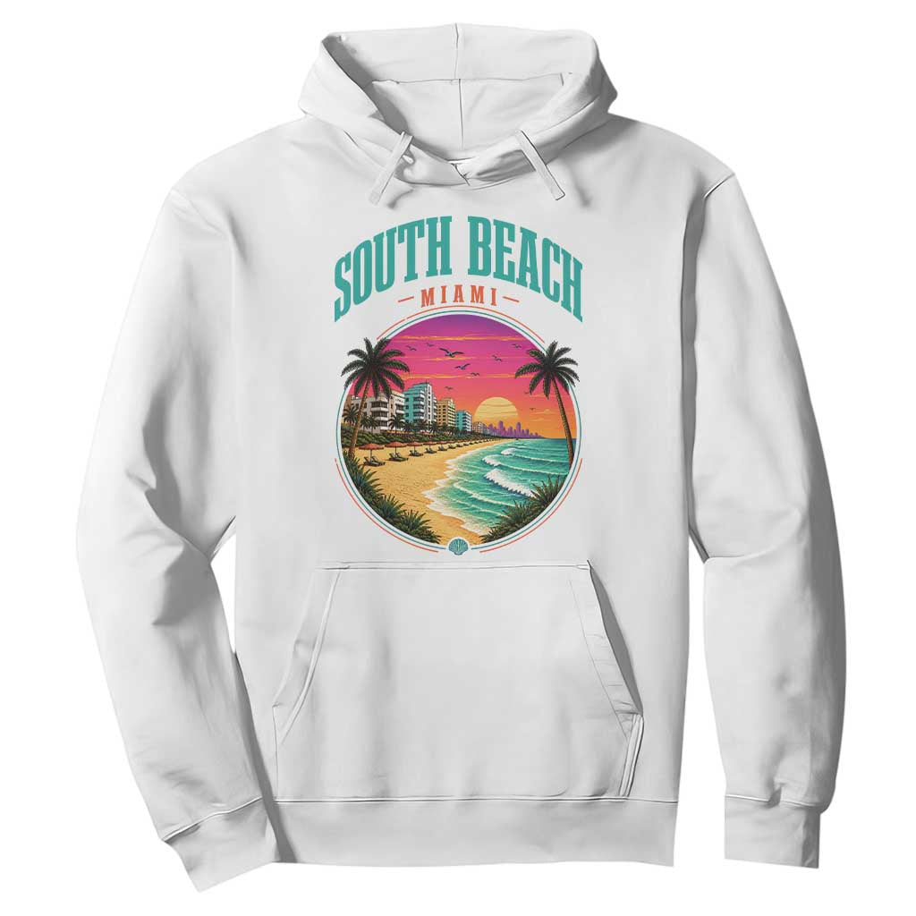 South Beach Miami Hoodie Retro Florida USA Souvenir Gift TS14 White Print Your Wear