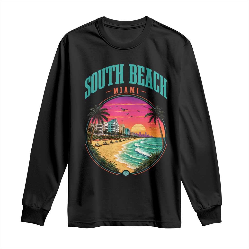 South Beach Miami Long Sleeve Shirt Retro Florida USA Souvenir Gift TS14 Black Print Your Wear