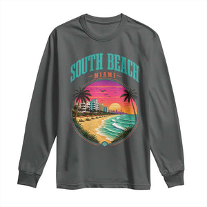 South Beach Miami Long Sleeve Shirt Retro Florida USA Souvenir Gift TS14 Dark Heather Print Your Wear