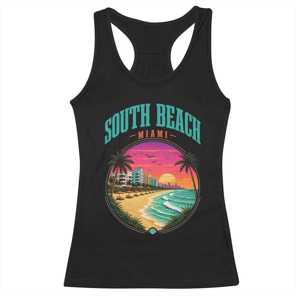 South Beach Miami Racerback Tank Top Retro Florida USA Souvenir Gift TS14 Black Print Your Wear