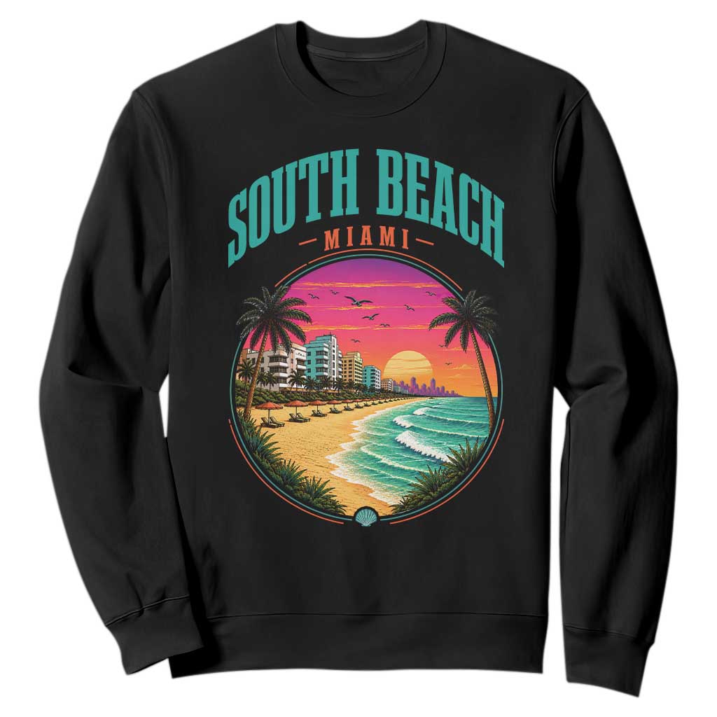 South Beach Miami Sweatshirt Retro Florida USA Souvenir Gift TS14 Black Print Your Wear