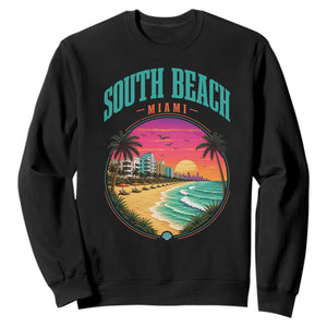 South Beach Miami Sweatshirt Retro Florida USA Souvenir Gift TS14 Black Print Your Wear