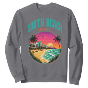 South Beach Miami Sweatshirt Retro Florida USA Souvenir Gift TS14 Charcoal Print Your Wear
