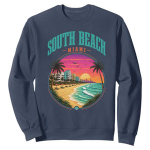 South Beach Miami Sweatshirt Retro Florida USA Souvenir Gift TS14 Navy Print Your Wear