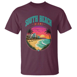 South Beach Miami T Shirt Retro Florida USA Souvenir Gift TS14 Maroon Print Your Wear