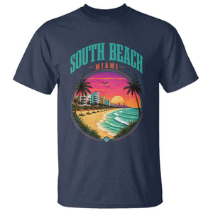 South Beach Miami T Shirt Retro Florida USA Souvenir Gift TS14 Navy Print Your Wear