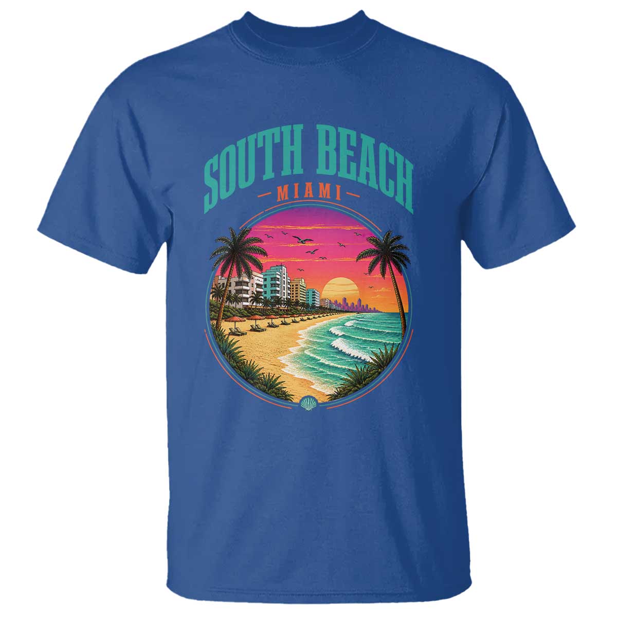 South Beach Miami T Shirt Retro Florida USA Souvenir Gift TS14 Royal Blue Print Your Wear