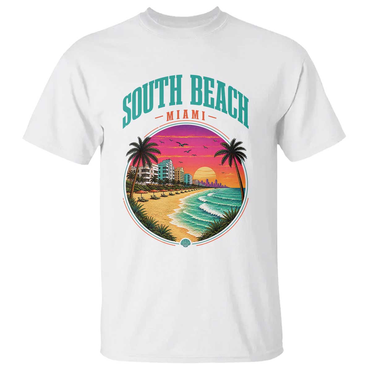 South Beach Miami T Shirt Retro Florida USA Souvenir Gift TS14 White Print Your Wear