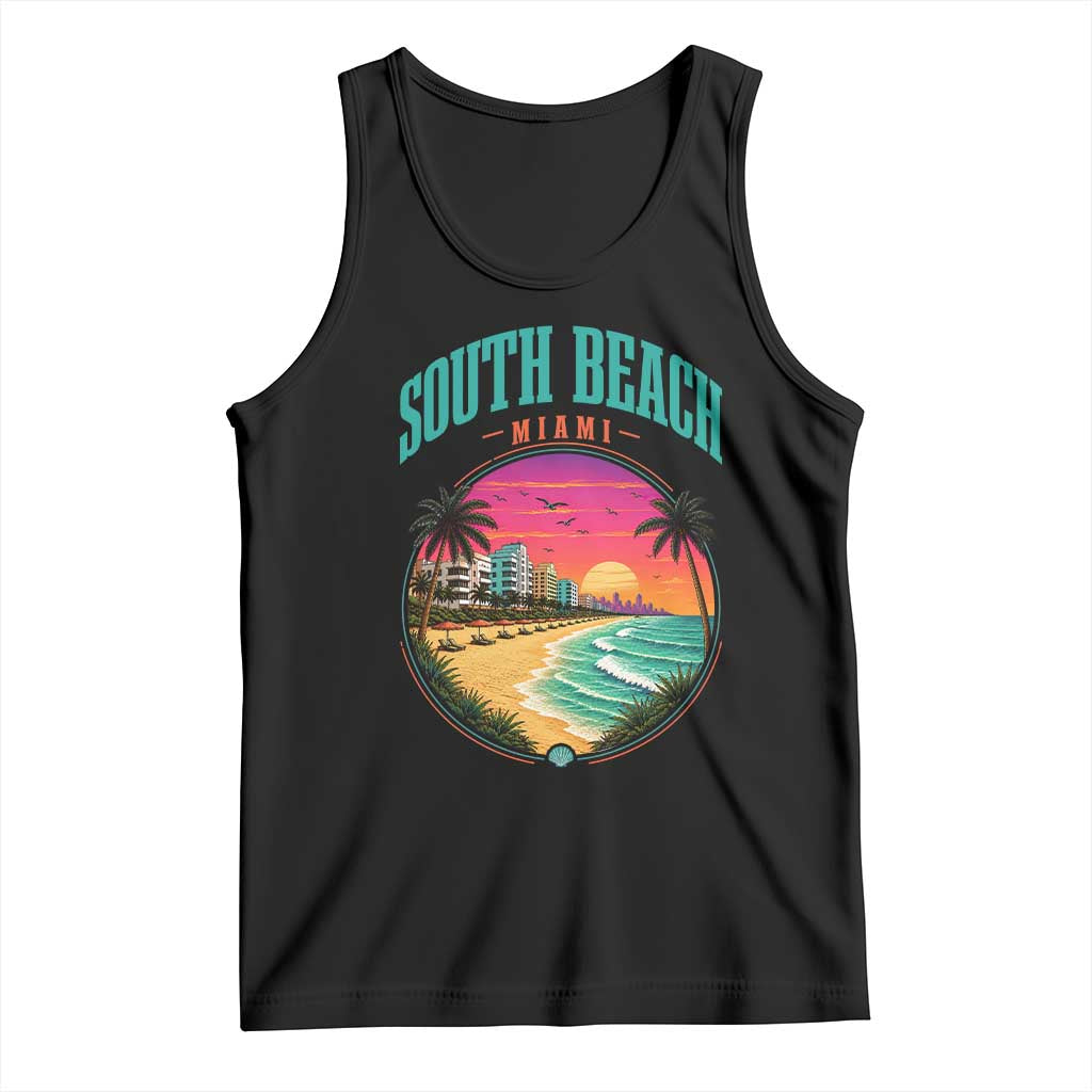 South Beach Miami Tank Top Retro Florida USA Souvenir Gift TS14 Black Print Your Wear