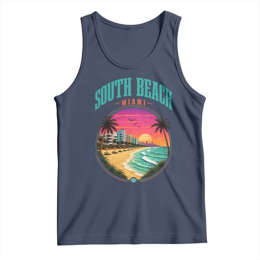 South Beach Miami Tank Top Retro Florida USA Souvenir Gift TS14 Navy Print Your Wear