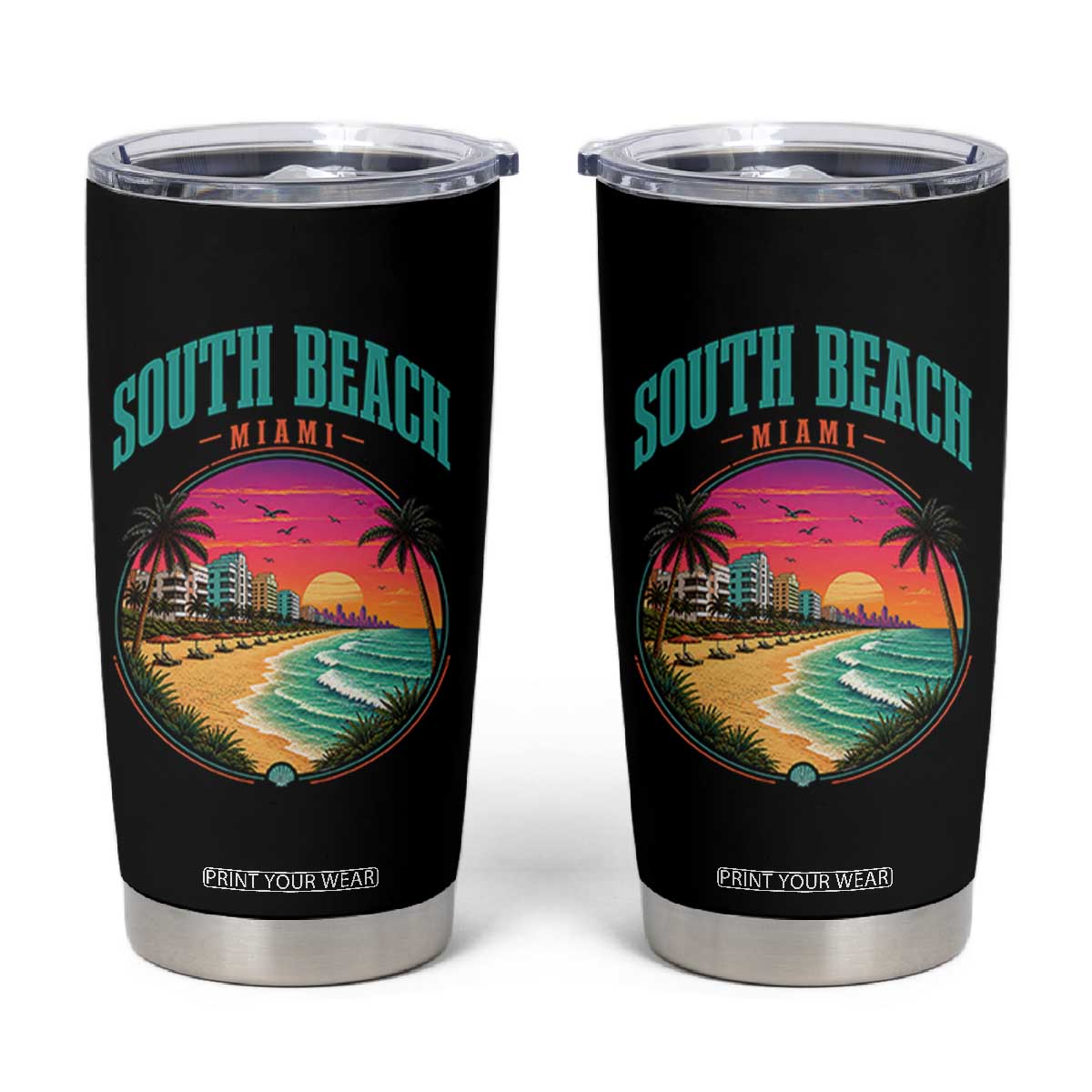 South Beach Miami Tumbler Cup Retro Florida USA Souvenir Gift TS14 Black Print Your Wear