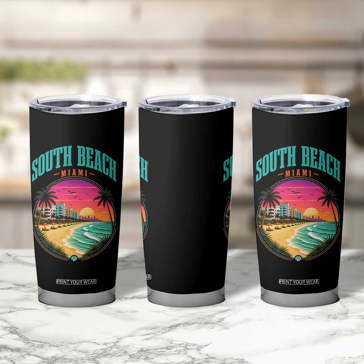 South Beach Miami Tumbler Cup Retro Florida USA Souvenir Gift TS14 Print Your Wear