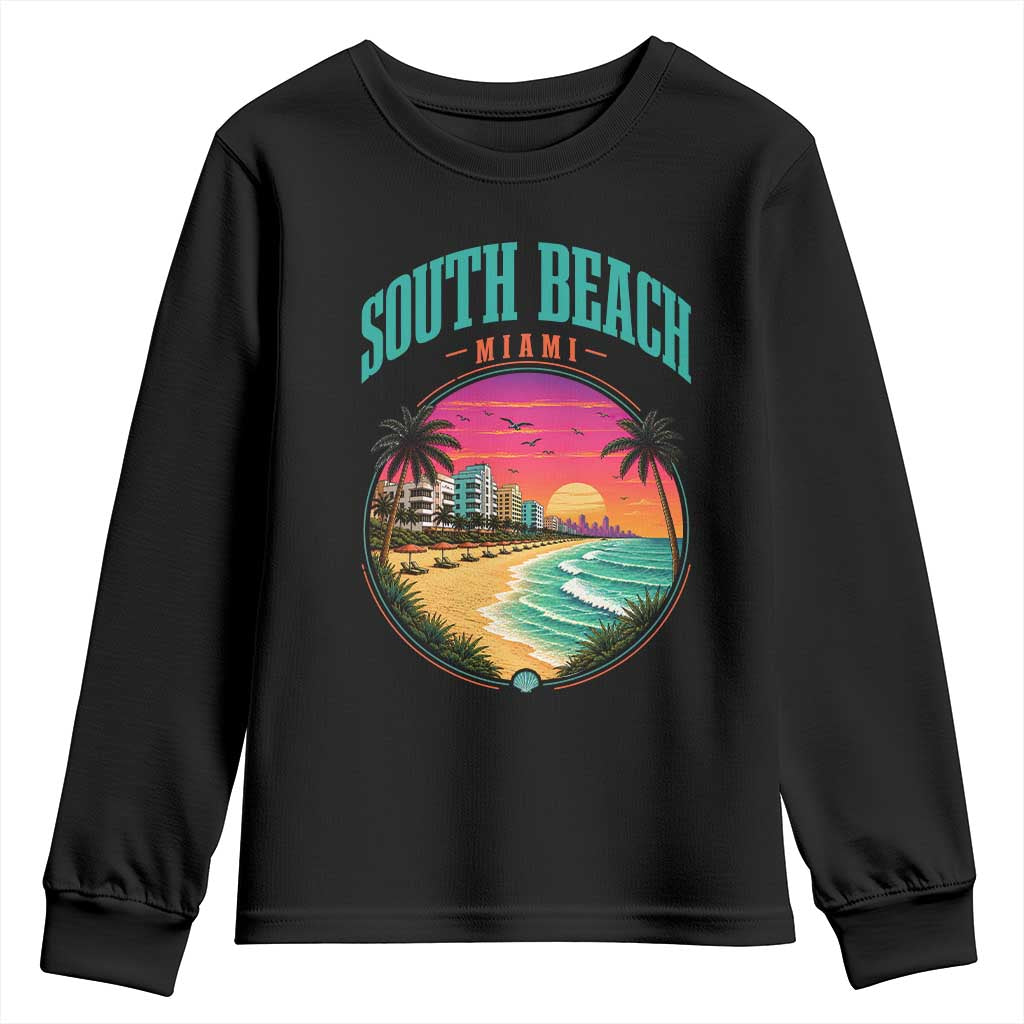 South Beach Miami Youth Sweatshirt Retro Florida USA Souvenir Gift TS14 Black Print Your Wear