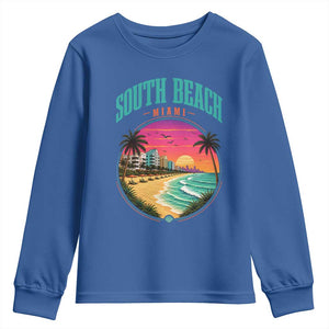 South Beach Miami Youth Sweatshirt Retro Florida USA Souvenir Gift TS14 Royal Blue Print Your Wear