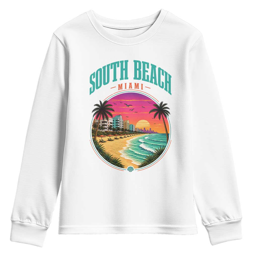 South Beach Miami Youth Sweatshirt Retro Florida USA Souvenir Gift TS14 White Print Your Wear