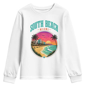 South Beach Miami Youth Sweatshirt Retro Florida USA Souvenir Gift TS14 White Print Your Wear