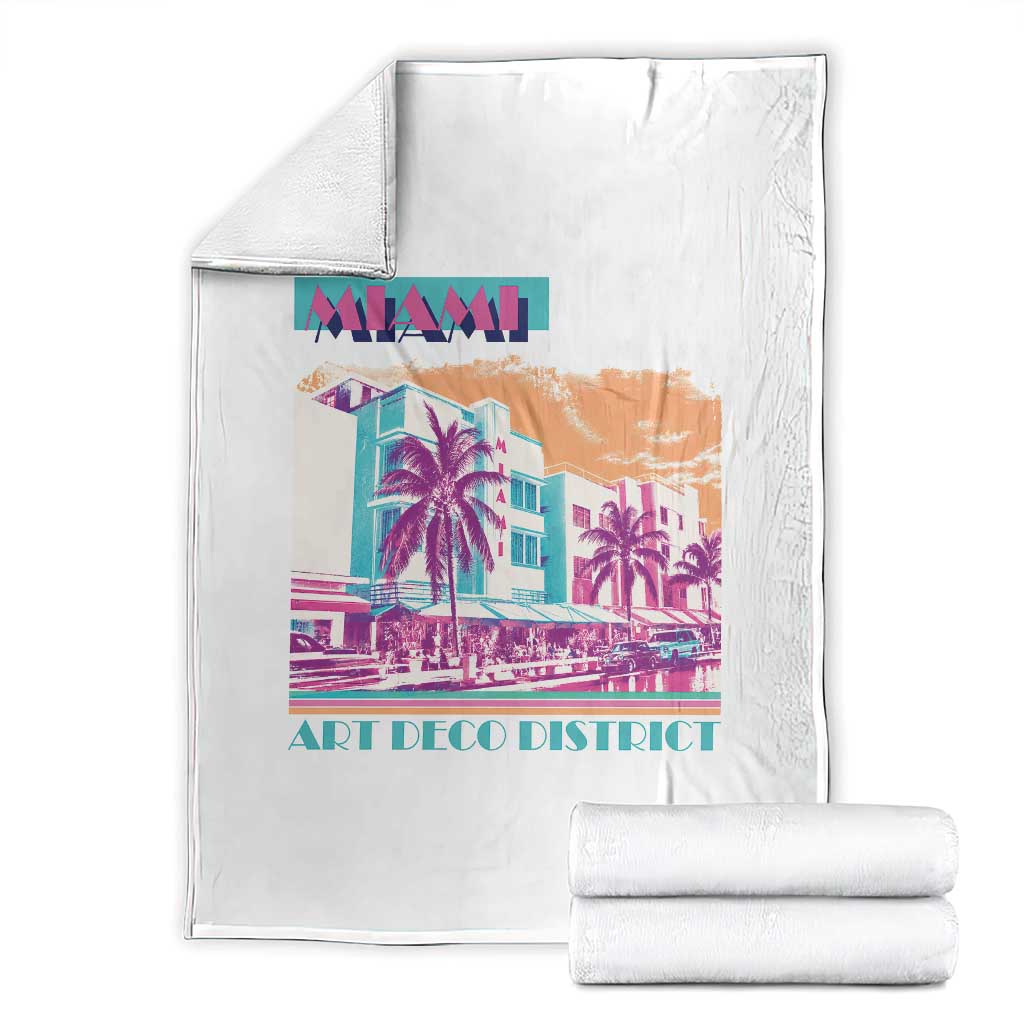 Vintage Miami Florida Art Deco Throw Blanket Miami City Pride Graphic TS14 White Print Your Wear