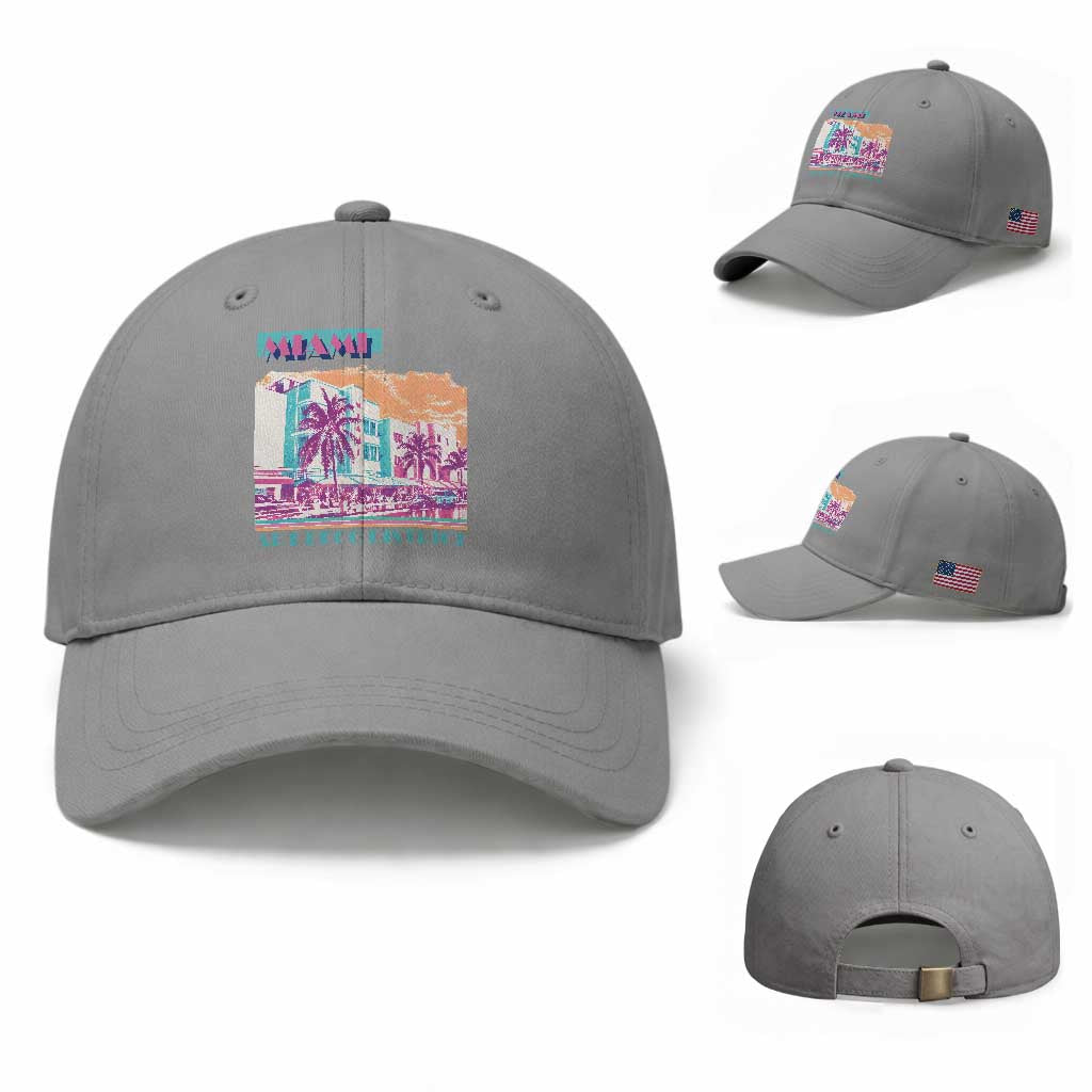Vintage Miami Florida Art Deco Baseball Cap Miami City Pride Graphic TS14 Baseball Cap Universal Fit Sport Gray Print Your Wear