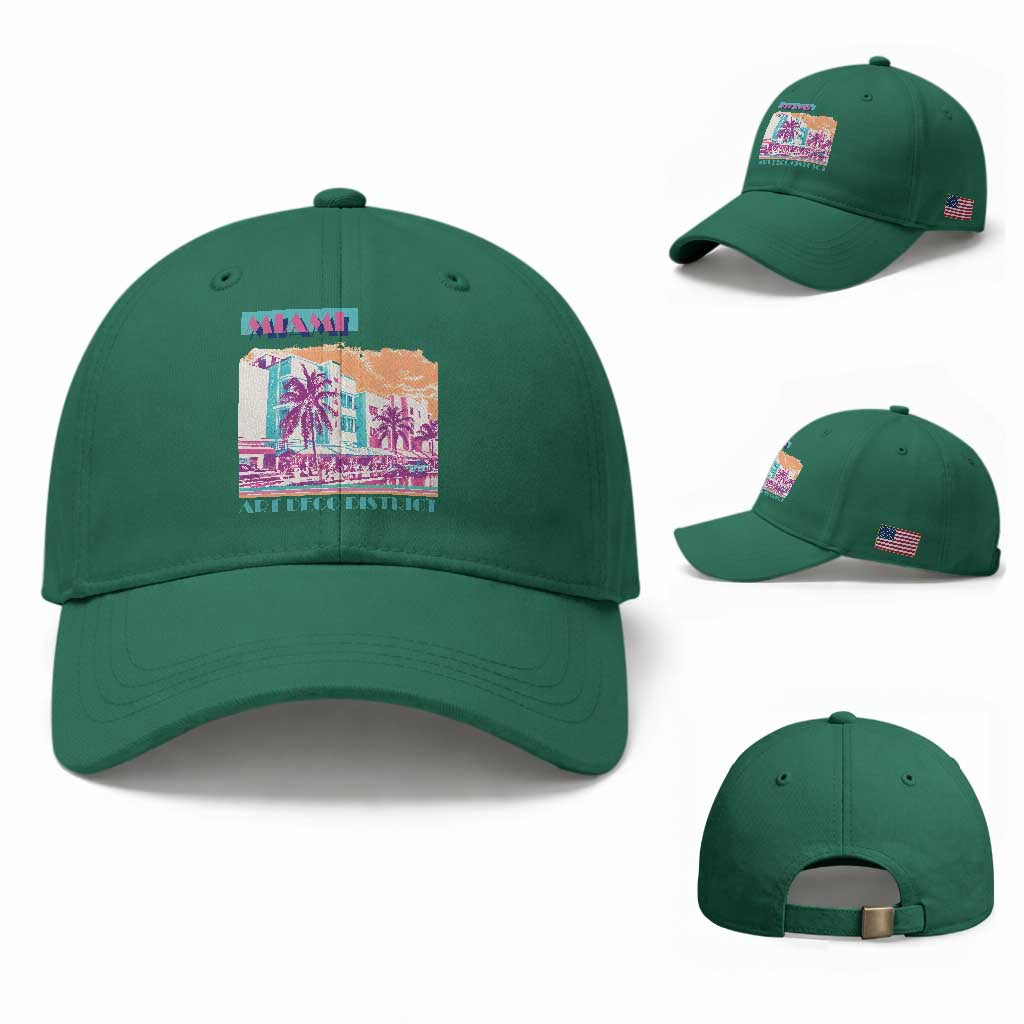 Vintage Miami Florida Art Deco Baseball Cap Miami City Pride Graphic TS14 Baseball Cap Universal Fit Irish Green Print Your Wear
