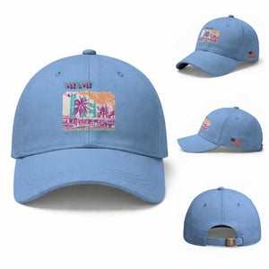 Vintage Miami Florida Art Deco Baseball Cap Miami City Pride Graphic TS14 Baseball Cap Universal Fit Light Blue Print Your Wear