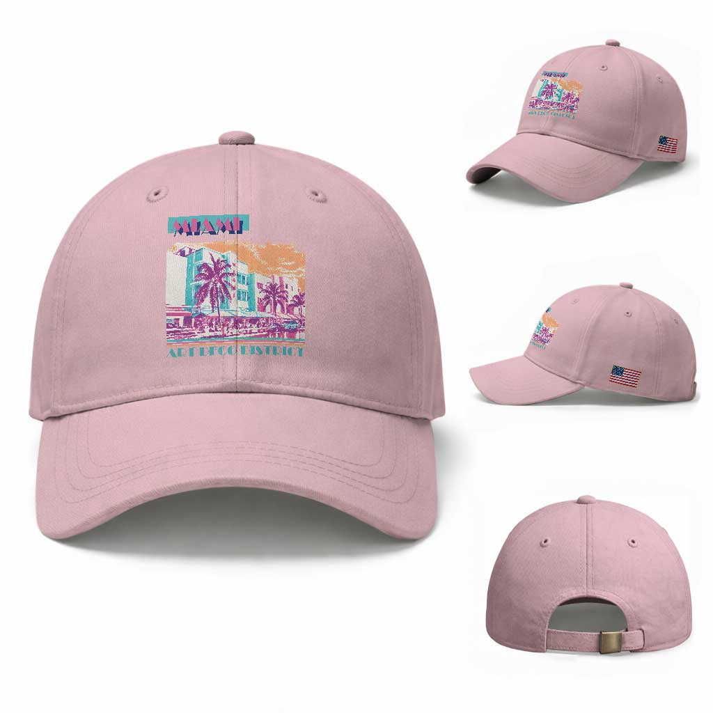 Vintage Miami Florida Art Deco Baseball Cap Miami City Pride Graphic TS14 Baseball Cap Universal Fit Light Pink Print Your Wear