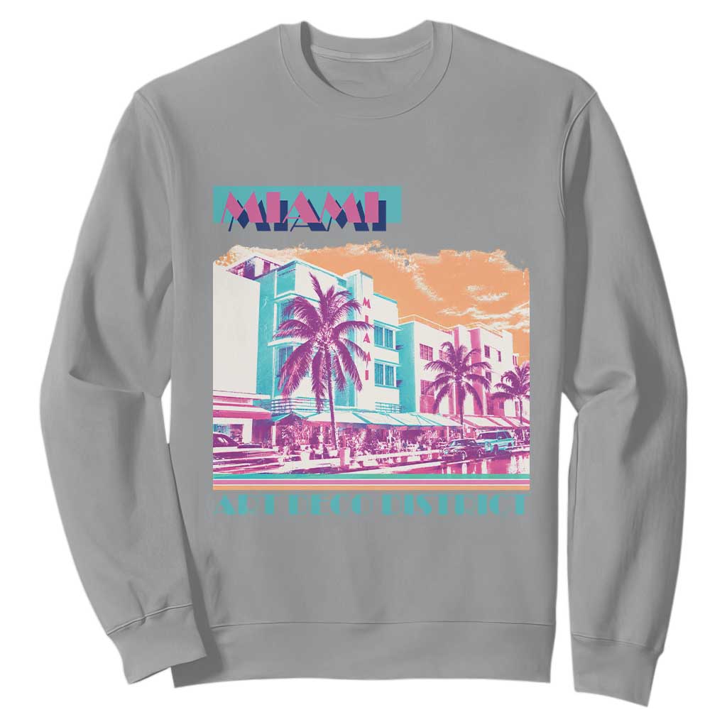 Vintage Miami Florida Art Deco Sweatshirt Miami City Pride Graphic TS14 Sport Gray Print Your Wear