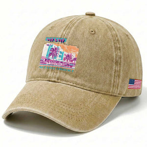Vintage Miami Florida Art Deco Washed Cotton Baseball Cap Miami City Pride Graphic TS14 Print Your Wear