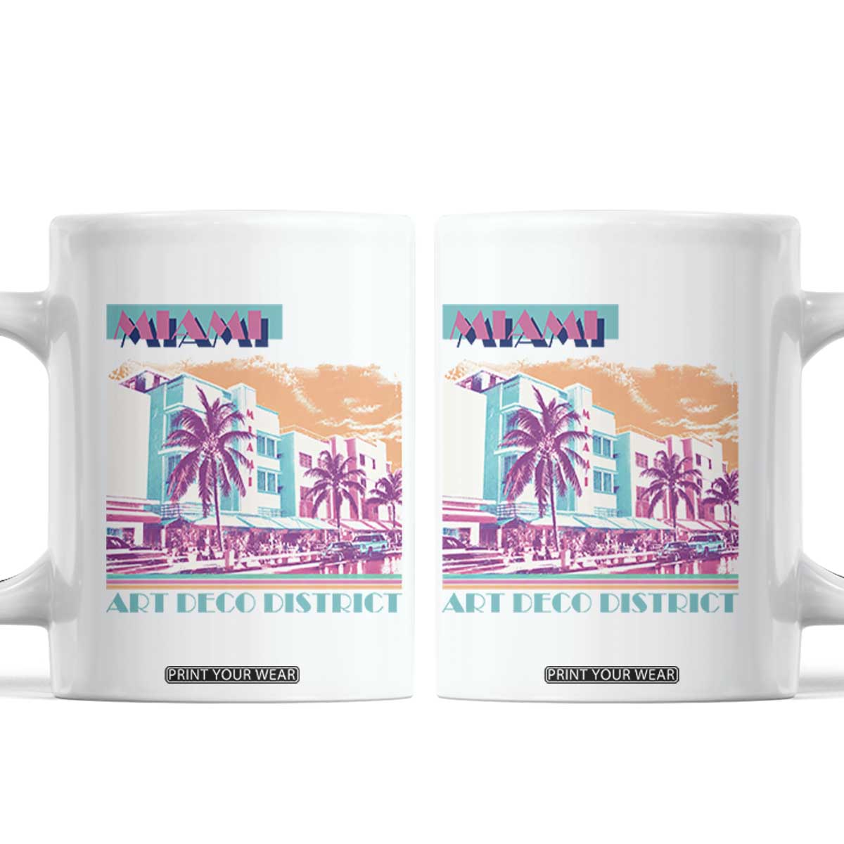 Vintage Miami Florida Art Deco Coffee Mug Miami City Pride Graphic TS14 White Print Your Wear