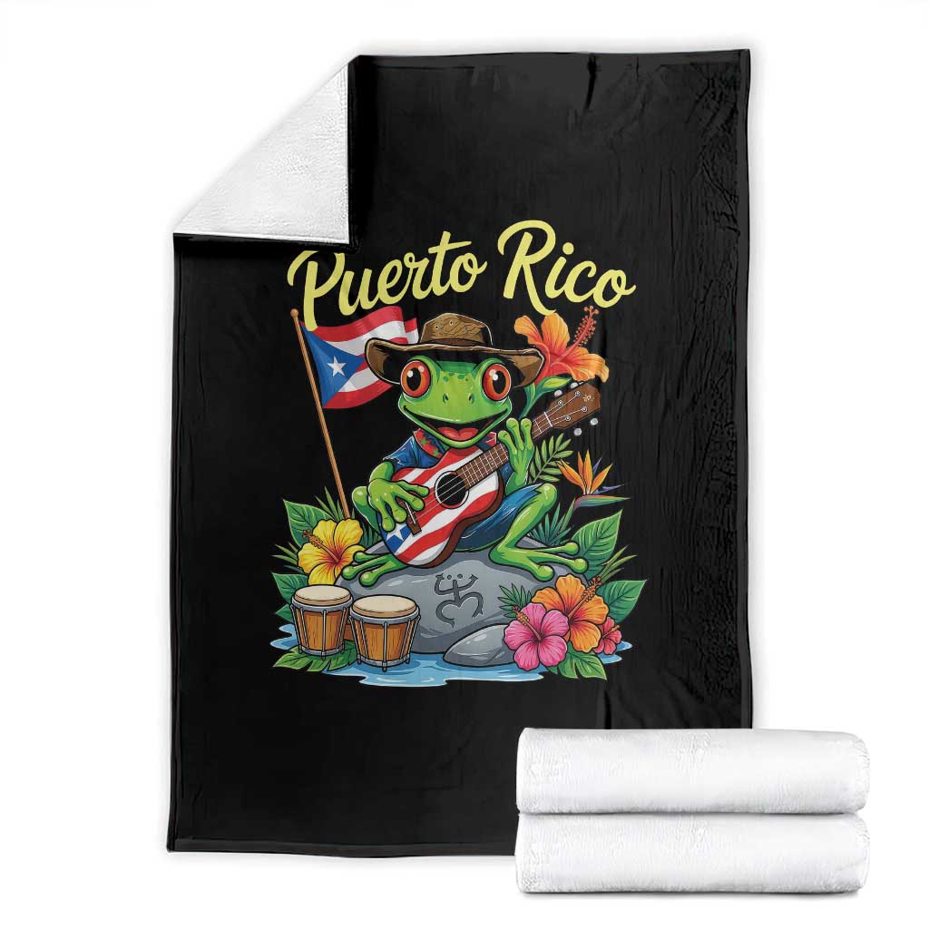 Hispanic Heritage Month Throw Blanket Taino Boricua Coqui Frog Puerto Rico TS14 Black Print Your Wear