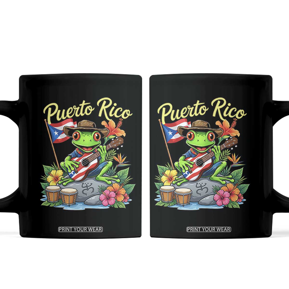 Hispanic Heritage Month Coffee Mug Taino Boricua Coqui Frog Puerto Rico TS14 Black Print Your Wear