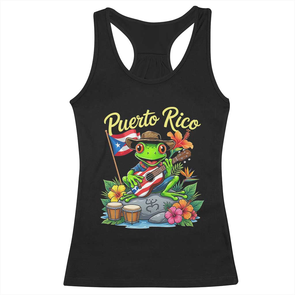 Hispanic Heritage Month Racerback Tank Top Taino Boricua Coqui Frog Puerto Rico TS14 Black Print Your Wear