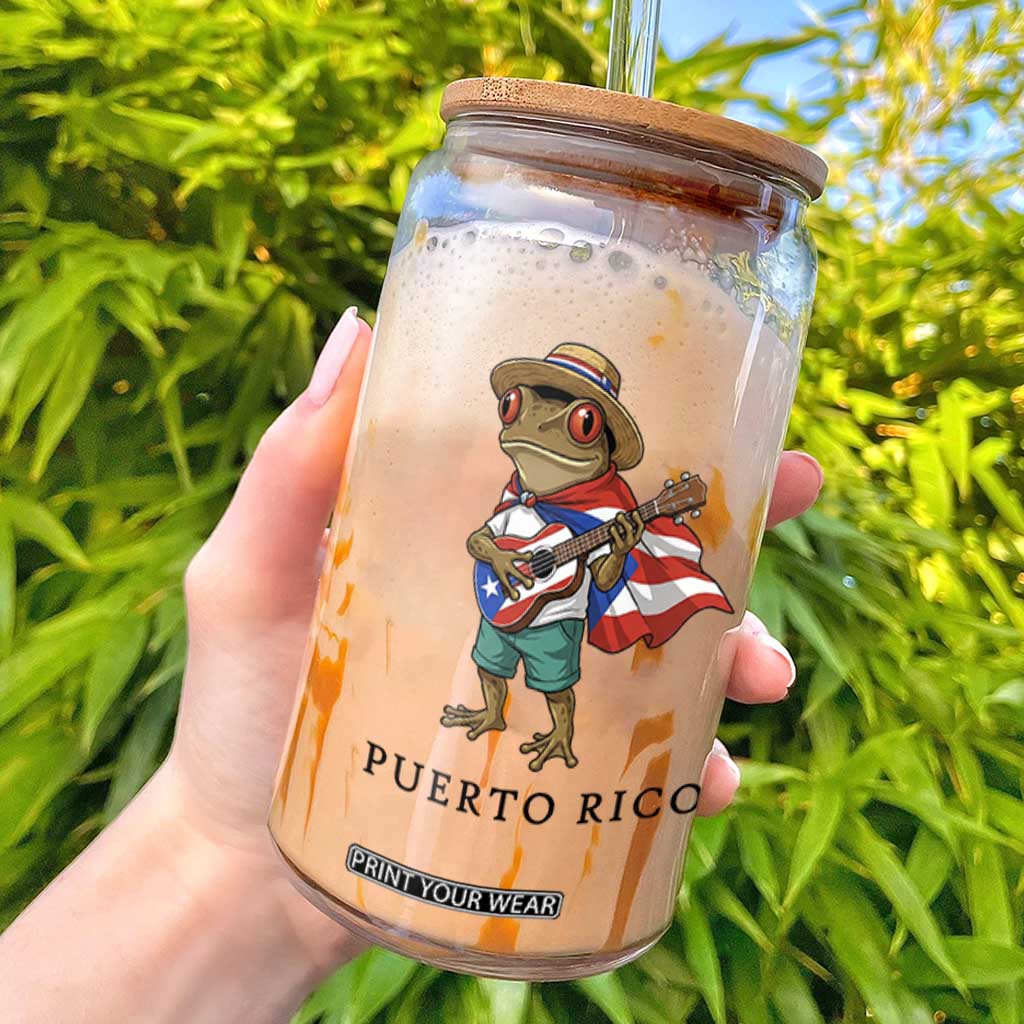 Coqui Frog Puerto Rico Glass Can Boricua Taino Island Pride TS14 White Print Your Wear
