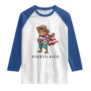 Coqui Frog Puerto Rico Raglan Shirt Boricua Taino Island Pride TS14 White Royal Print Your Wear