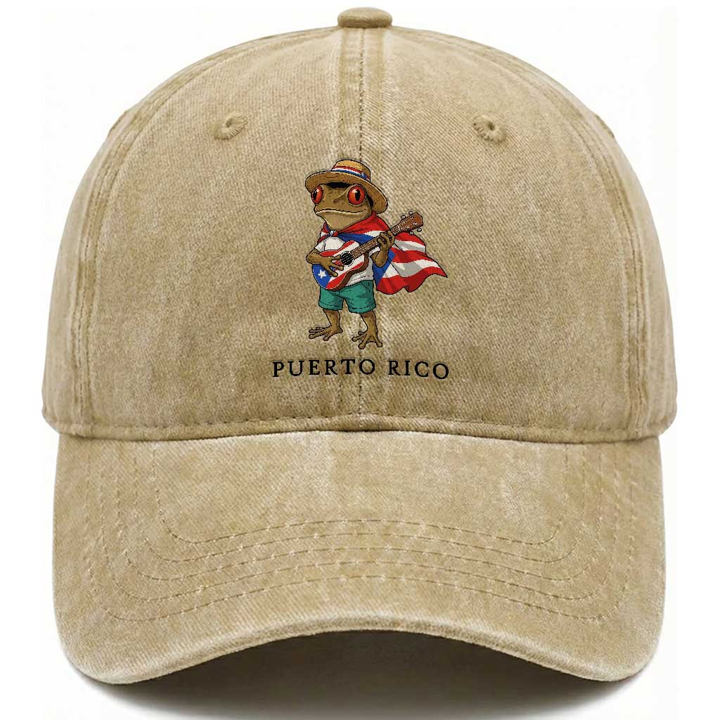 Coqui Frog Puerto Rico Washed Cotton Baseball Cap Boricua Taino Island Pride TS14 Print Your Wear