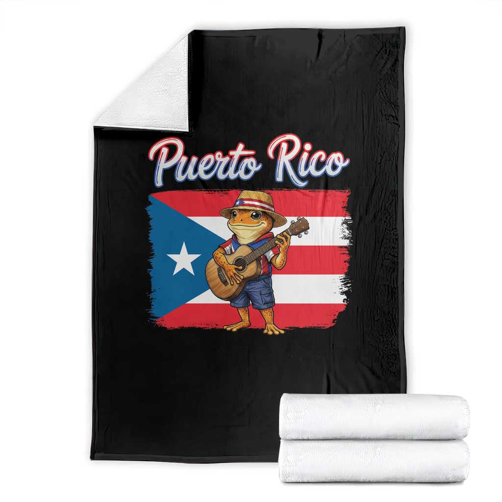 Coqui Frog Puerto Rico Flag Throw Blanket Puerto Rican Taino Boricua TS14 Black Print Your Wear