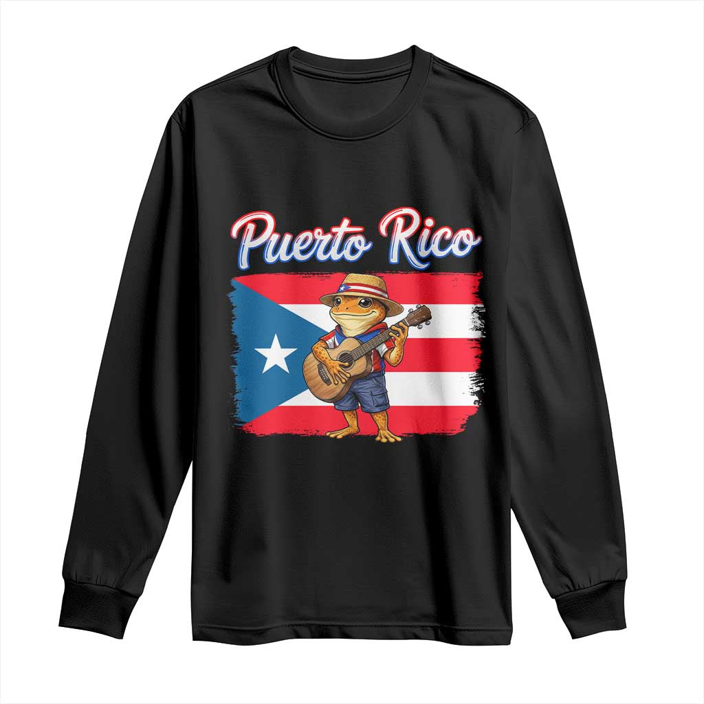 Coqui Frog Puerto Rico Flag Long Sleeve Shirt Puerto Rican Taino Boricua TS14 Black Print Your Wear