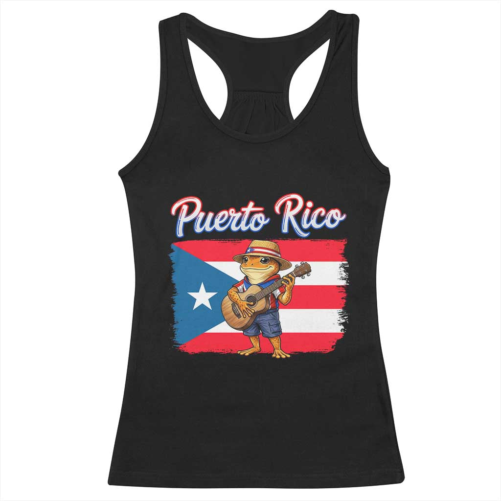 Coqui Frog Puerto Rico Flag Racerback Tank Top Puerto Rican Taino Boricua TS14 Black Print Your Wear