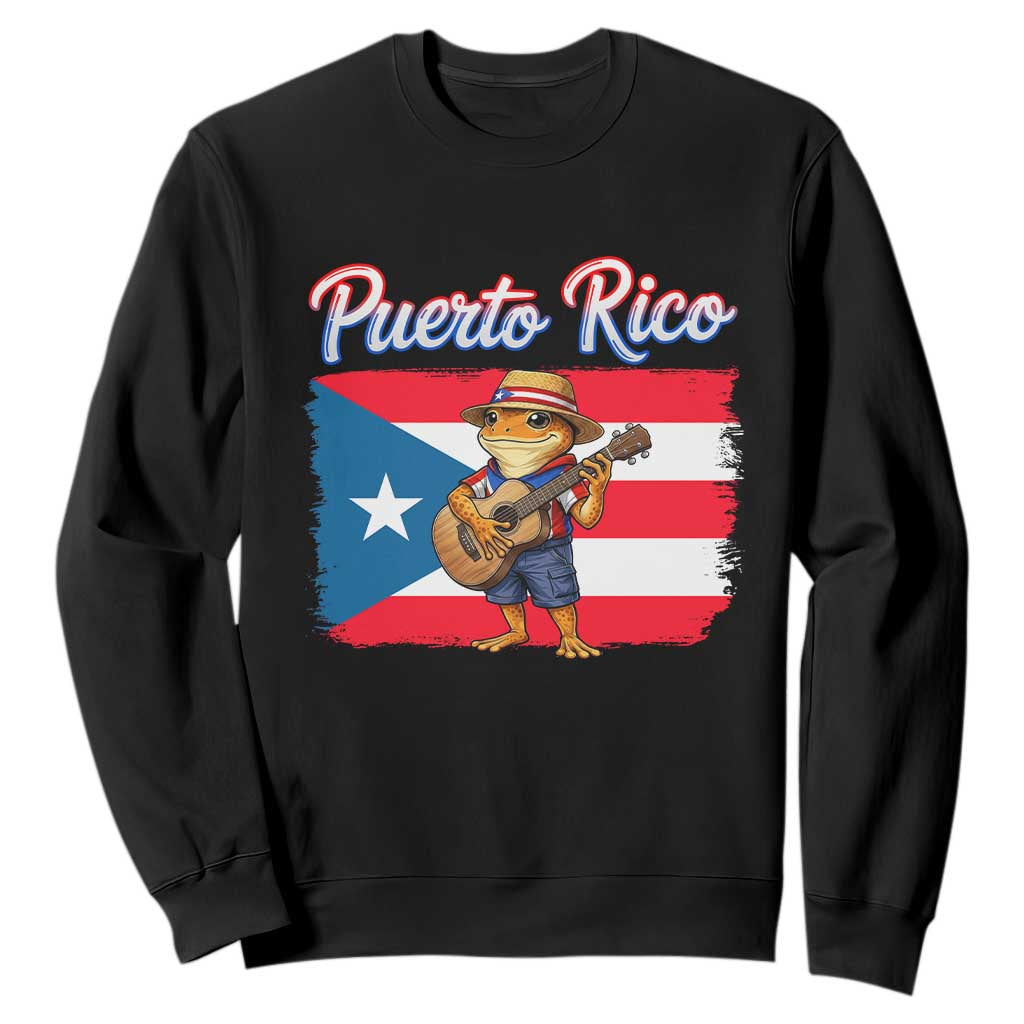 Coqui Frog Puerto Rico Flag Sweatshirt Puerto Rican Taino Boricua TS14 Black Print Your Wear