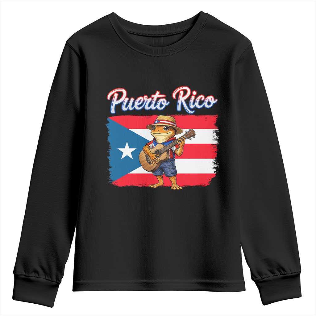 Coqui Frog Puerto Rico Flag Youth Sweatshirt Puerto Rican Taino Boricua TS14 Black Print Your Wear