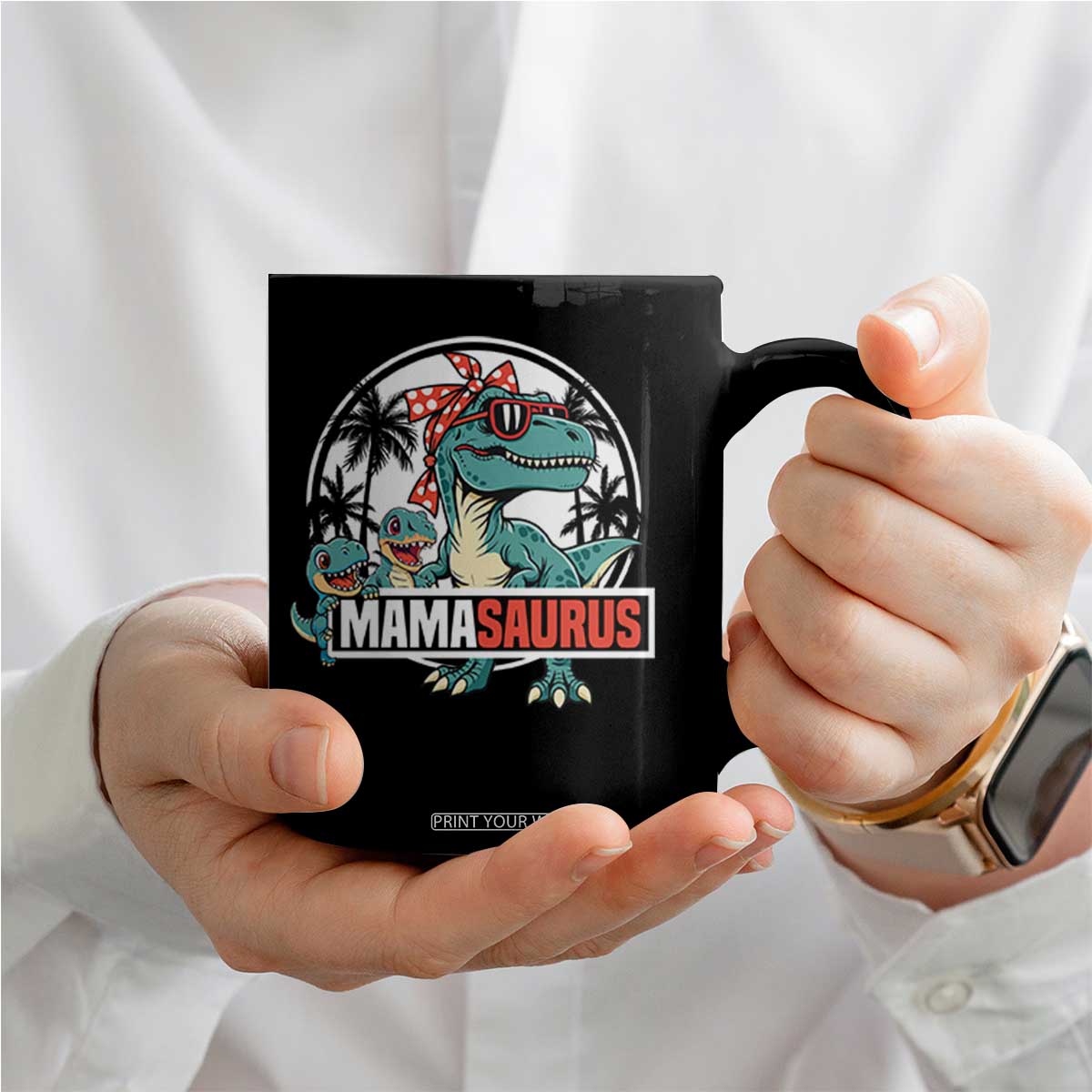 Mamasaurus Dinosaur Coffee Mug Funny Grandma Saurus Family Matching TS14 Print Your Wear