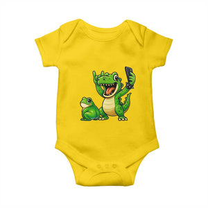 Funny Dinosaur Frog Selfie Baby Onesie Rock On Hand TS14 Daisy Print Your Wear