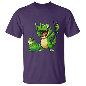 Funny Dinosaur Frog Selfie T Shirt Rock On Hand TS14 Purple Print Your Wear