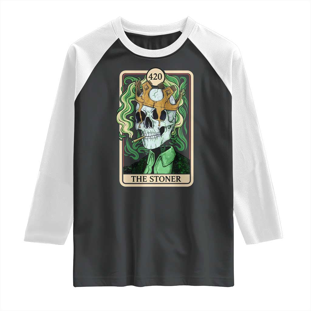 Skeleton Smokes Raglan Shirt The Stoner Weed Lover Cannabis 420 TS14 Black White Print Your Wear