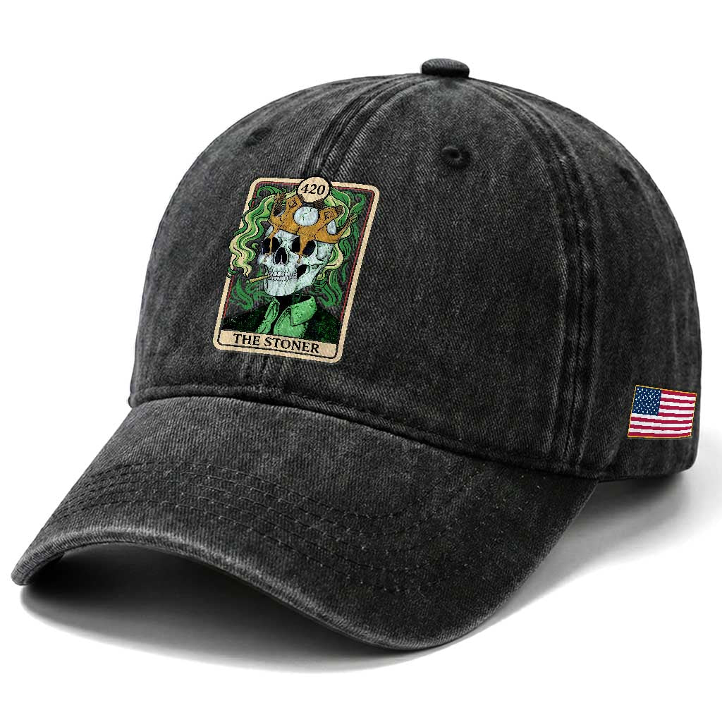 Skeleton Smokes Washed Cotton Baseball Cap The Stoner Weed Lover Cannabis 420 TS14 Print Your Wear