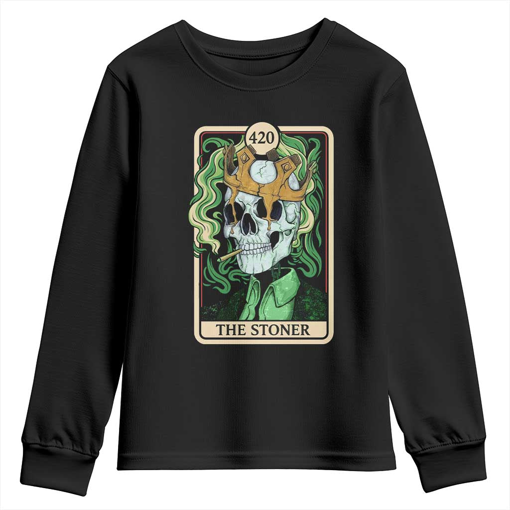 Skeleton Smokes Youth Sweatshirt The Stoner Weed Lover Cannabis 420 TS14 Black Print Your Wear