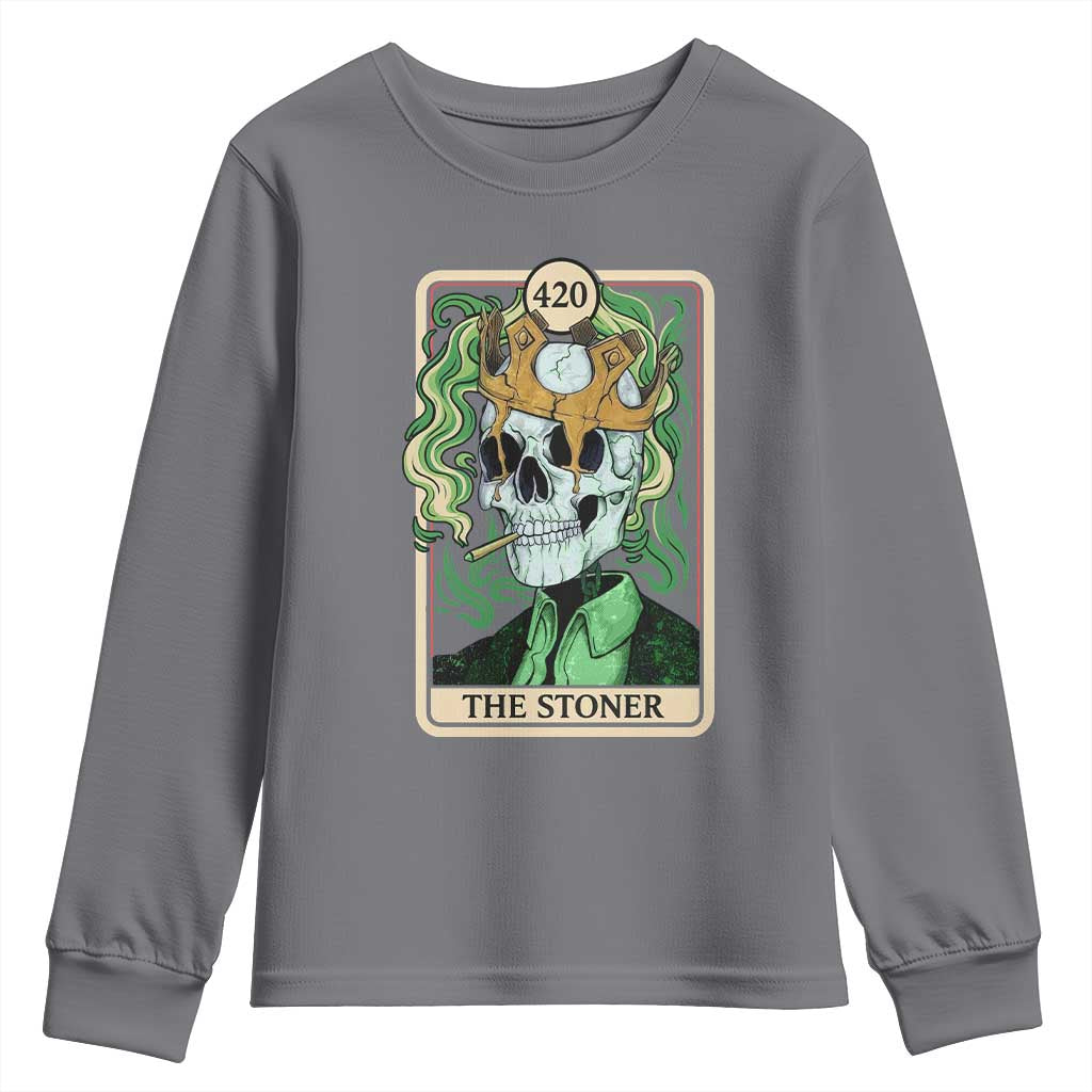 Skeleton Smokes Youth Sweatshirt The Stoner Weed Lover Cannabis 420 TS14 Charcoal Print Your Wear