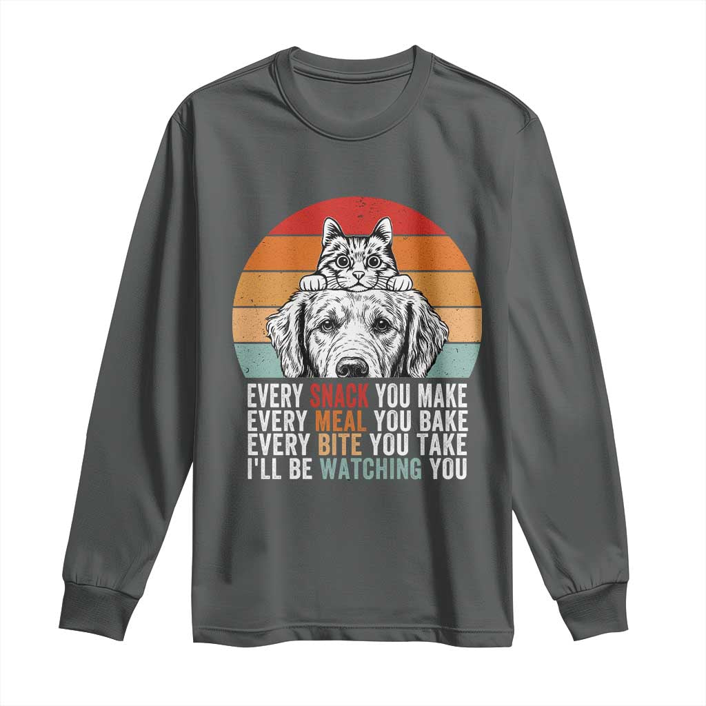 Every Snack You Make Long Sleeve Shirt Funny Dog Cat Lovers TS14 Dark Heather Print Your Wear